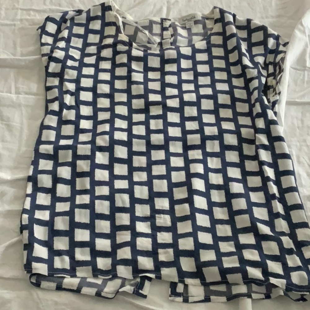 Blue and white silk shirt